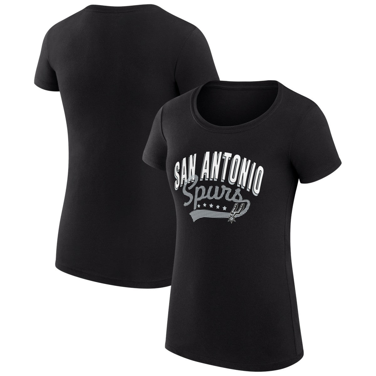 San Antonio Spurs G-III 4Her by Carl Banks Women's Super-Slim Fit Lightweight Filigree Logo T-Shirt - Black