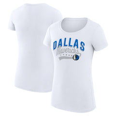 Dallas Mavericks G-III 4Her by Carl Banks Women's Super-Slim Fit Lightweight Filigree Logo T-Shirt - White