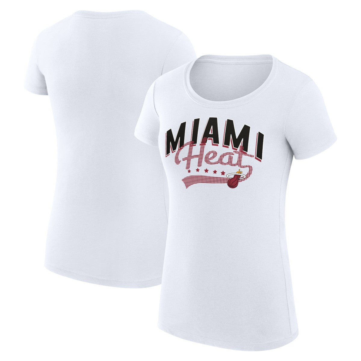 Miami Heat G-III 4Her by Carl Banks Women's Super-Slim Fit Lightweight Filigree Logo T-Shirt - White