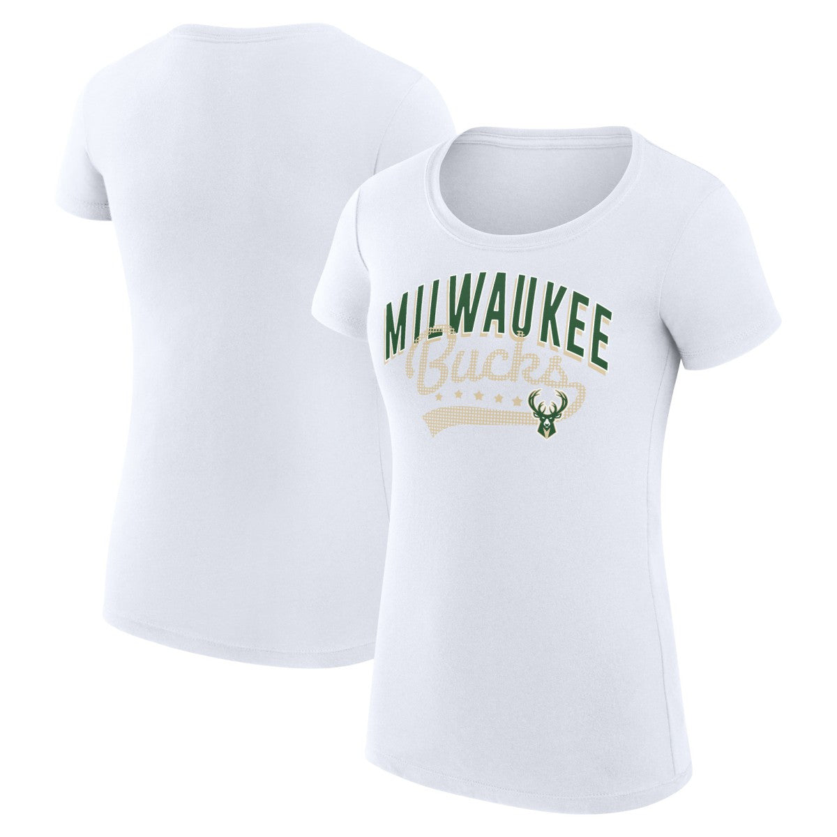 Milwaukee Bucks G-III 4Her by Carl Banks Women's Super-Slim Fit Lightweight Filigree Logo T-Shirt - White