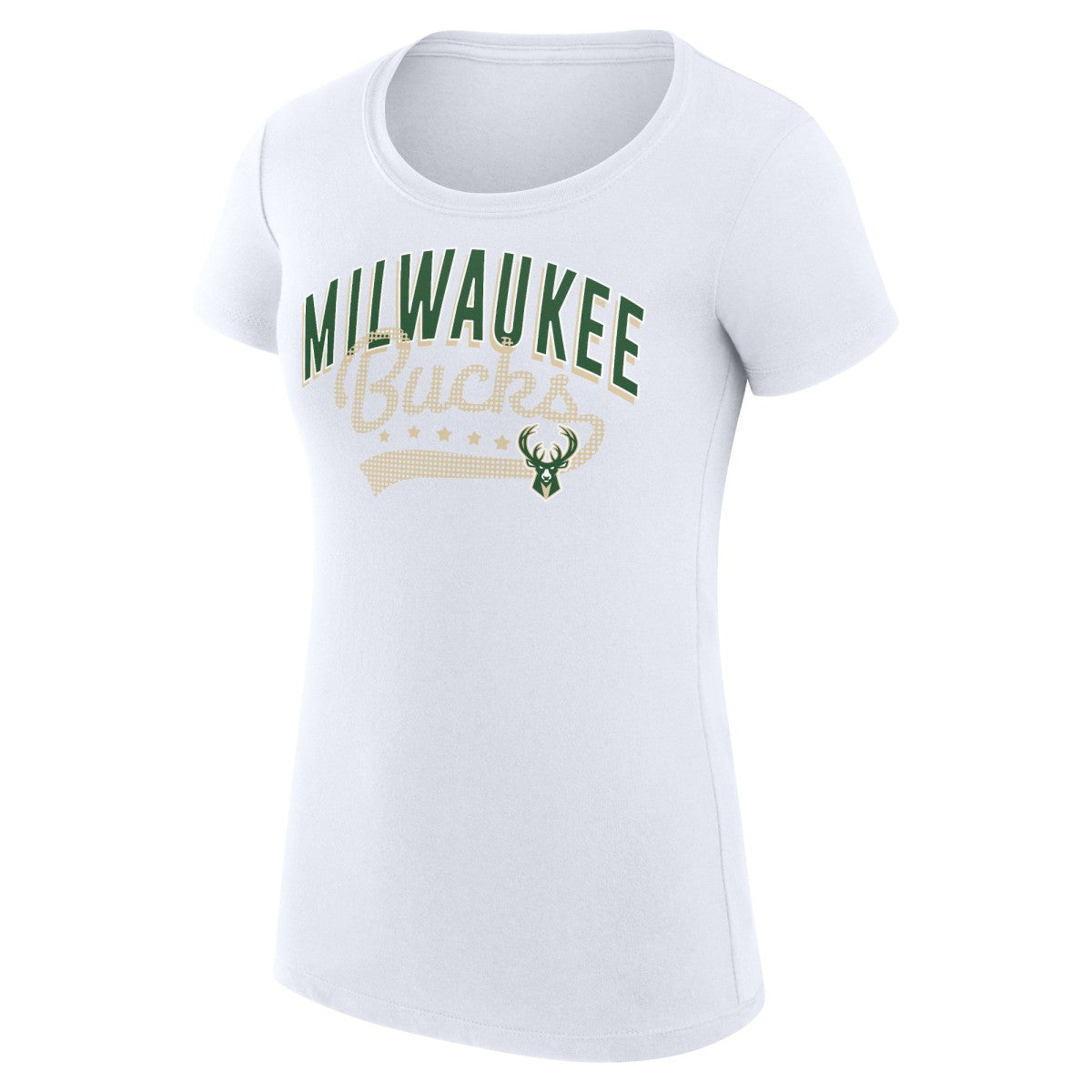 Milwaukee Bucks G-III 4Her by Carl Banks Women's Super-Slim Fit Lightweight Filigree Logo T-Shirt - White