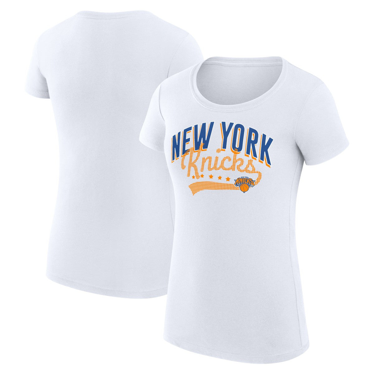 New York Knicks G-III 4Her by Carl Banks Women's Super-Slim Fit Lightweight Filigree Logo T-Shirt - White
