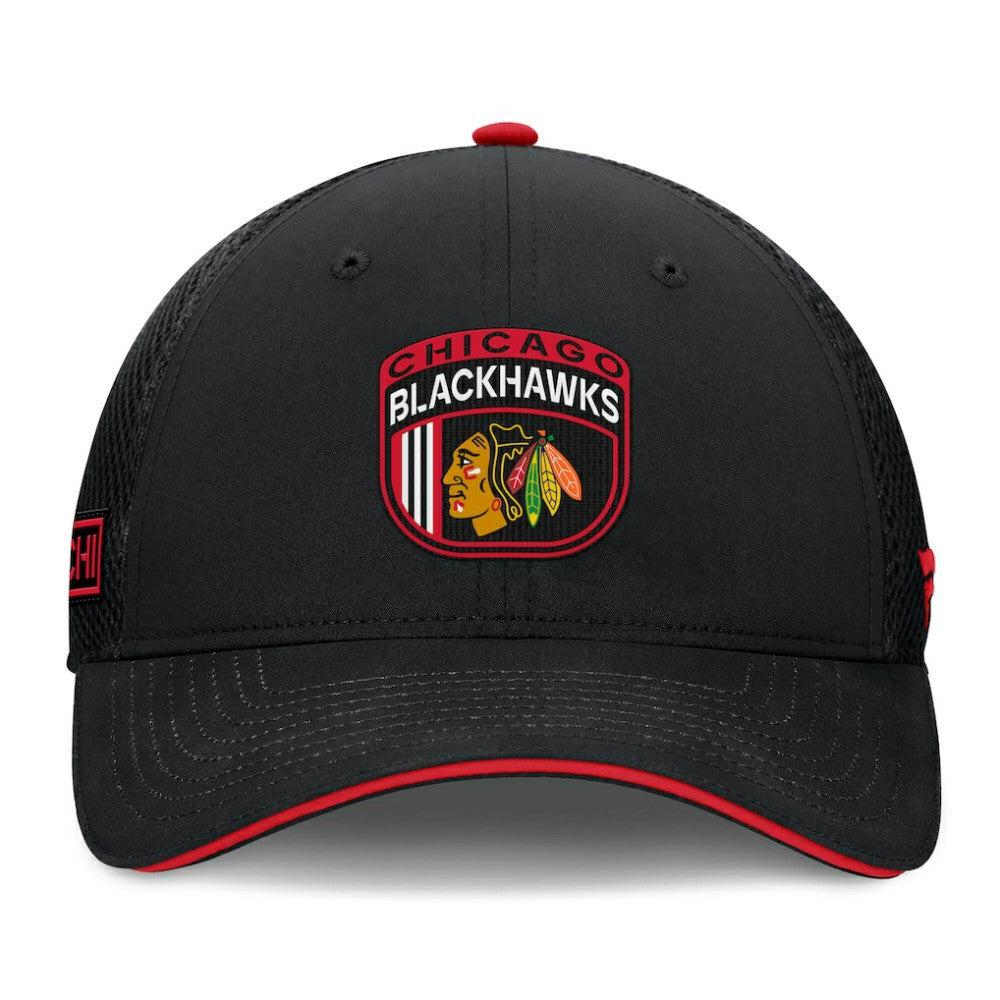 Chicago Blackhawks Fanatics 2024 NHL Draft On Stage Trucker Adjustable Hat - Black - NHL 200562163