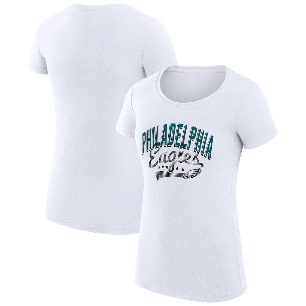 Philadelphia Eagles G-III 4Her by Carl Banks Women's Super-Slim Fit Lightweight Filigree Logo T-Shirt – White