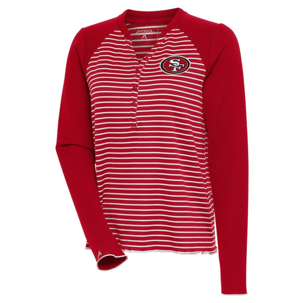 San Francisco 49ers Antigua Women's Maverick Long Sleeve Henley T-Shirt Scarlet
