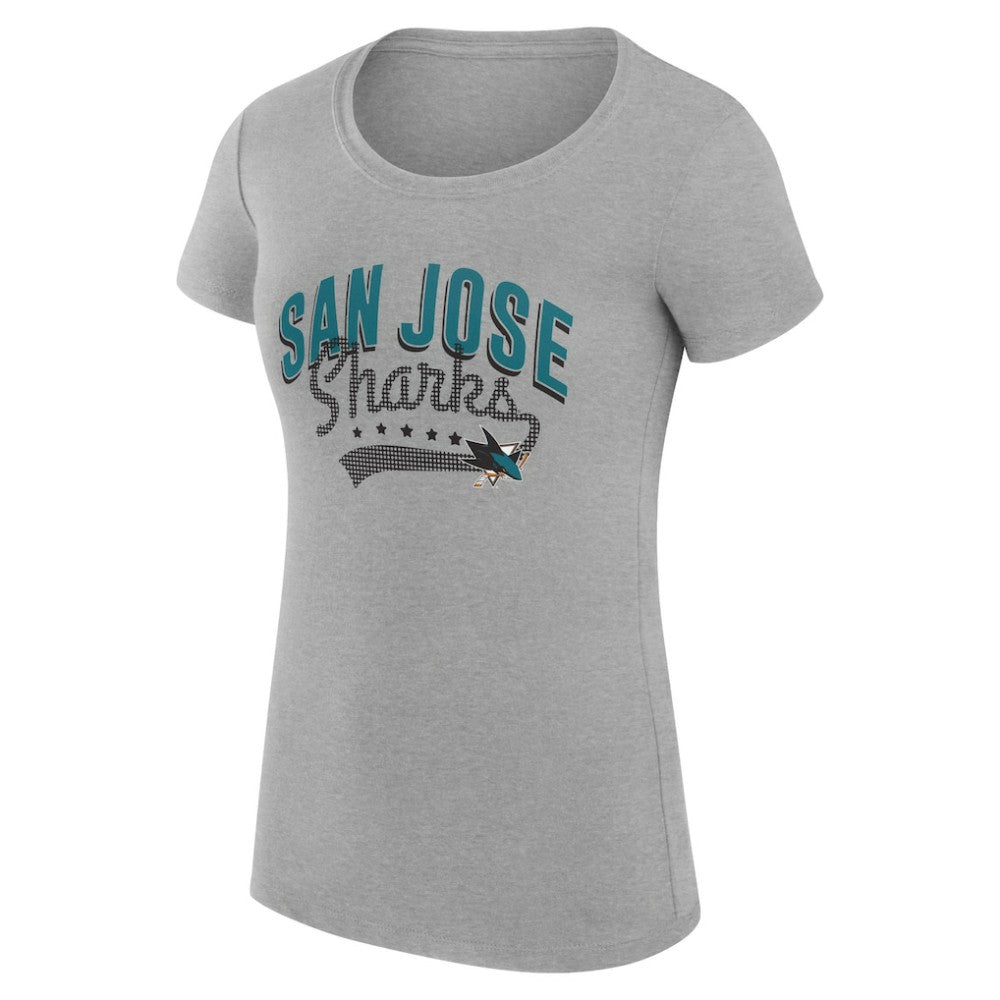 San Jose Sharks G-III 4Her by Carl Banks Women's Super-Slim Fit Lightweight Filigree Logo T-Shirt – Gray - NHL 200563544