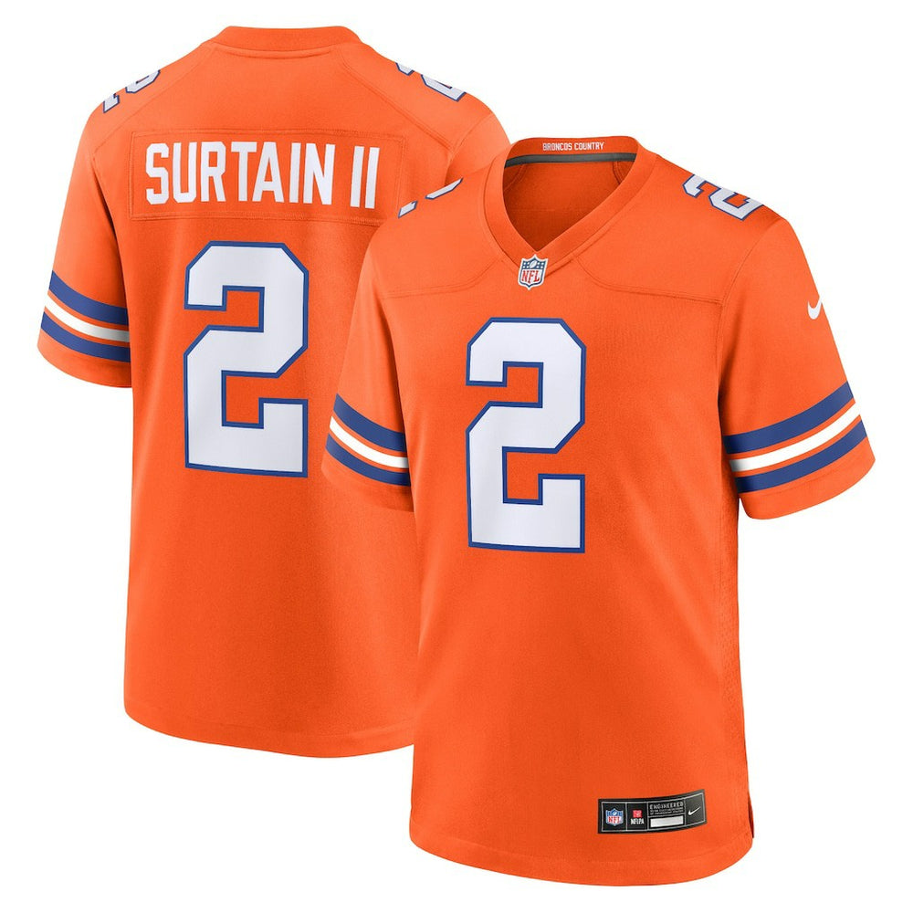 Nike Patrick Surtain II Denver Broncos Mile High Collection 1977 Throwback Player Game Jersey Orange