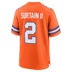 Nike Patrick Surtain II Denver Broncos Mile High Collection 1977 Throwback Player Game Jersey Orange