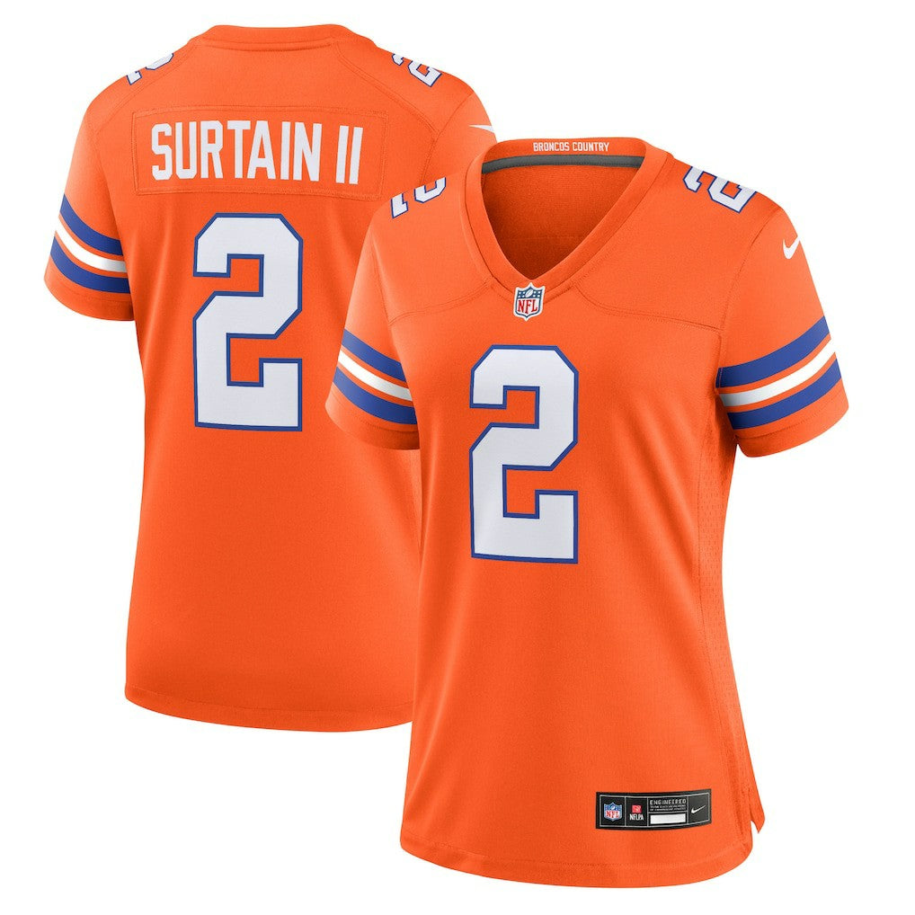Nike Patrick Surtain II Denver Broncos Women's Mile High Collection 1977 Throwback Player Game Jersey Orange