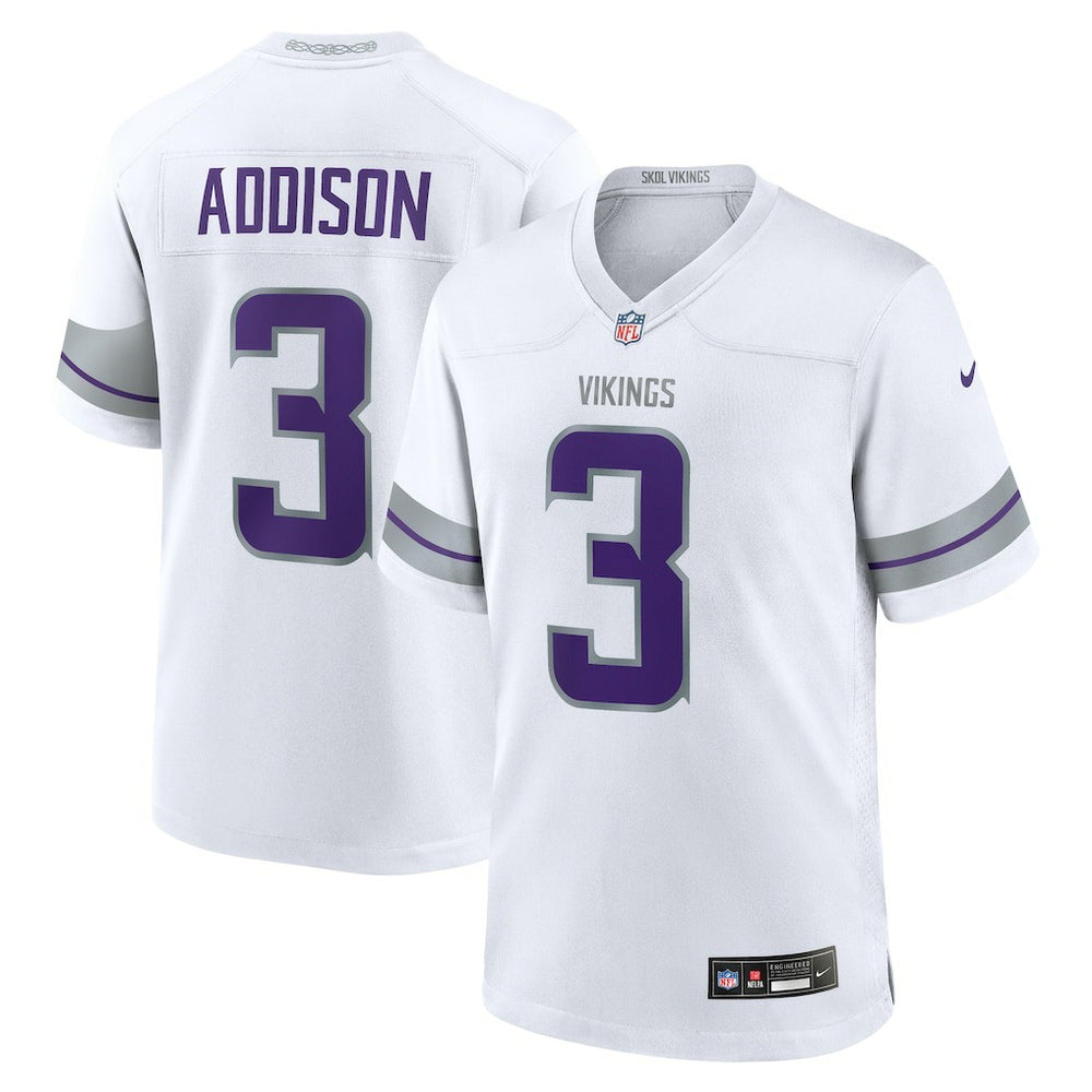 Nike Jordan Addison Minnesota Vikings Alternate Game Player Jersey White