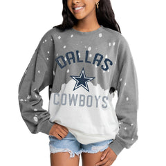 Dallas Cowboys Gameday Couture Women's Oversized Coin Toss Faded French Terry Tri-Blend Pullover Sweatshirt Gray