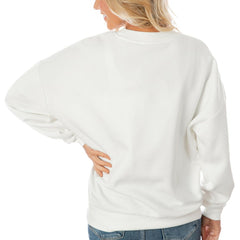Cincinnati Bengals Gameday Couture Women's Oversized Yard Line Tri-Blend Pullover Sweatshirt White