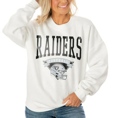 Las Vegas Raiders Gameday Couture Women's Oversized Yard Line Tri-Blend Pullover Sweatshirt White