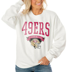 San Francisco 49ers Gameday Couture Women's Oversized Yard Line Tri-Blend Pullover Sweatshirt White