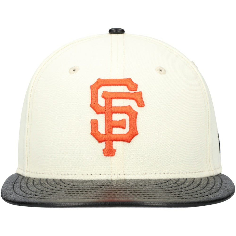 San Francisco Giants New Era Game Night Leather Visor 59FIFTY Fitted Hat - Cream - New Era Lifestyle