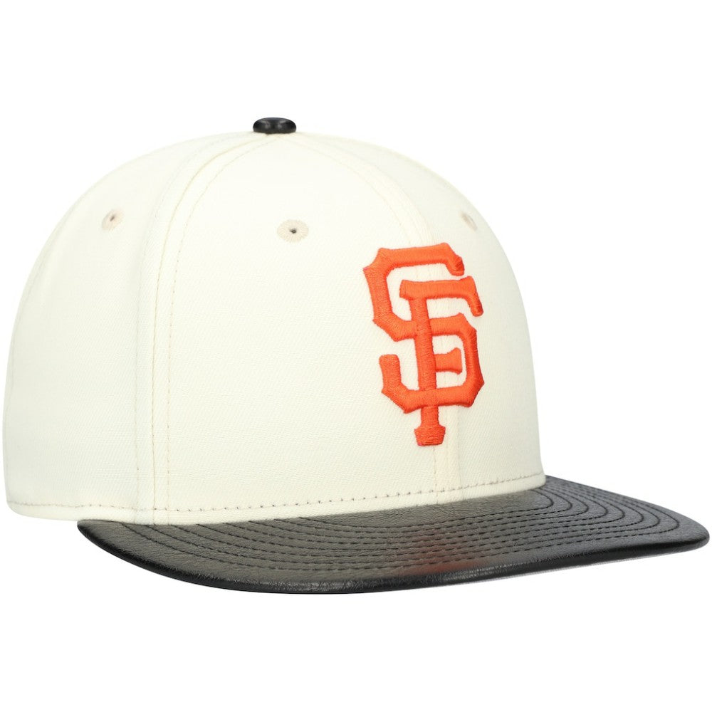 San Francisco Giants New Era Game Night Leather Visor 59FIFTY Fitted Hat - Cream - New Era Lifestyle