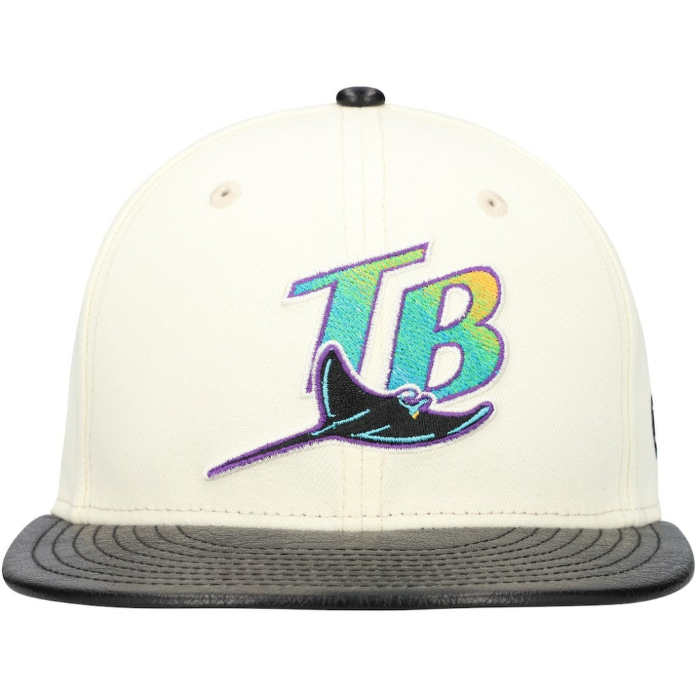 Tampa Bay Rays New Era Game Night Leather Visor 59FIFTY Fitted Hat - Cream - New Era Online