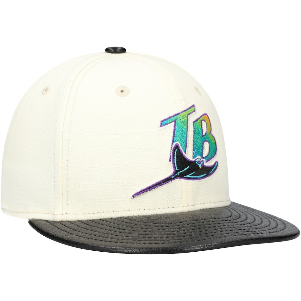 Tampa Bay Rays New Era Game Night Leather Visor 59FIFTY Fitted Hat - Cream - New Era Online