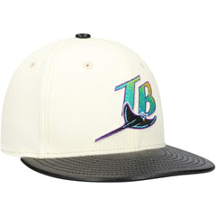 Tampa Bay Rays New Era Game Night Leather Visor 59FIFTY Fitted Hat - Cream - New Era Online