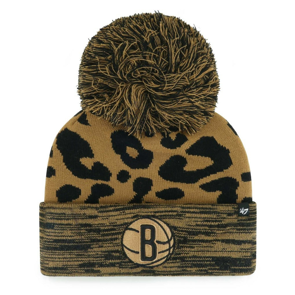 Brooklyn Nets '47 Women's Rosette Cuffed Knit Hat with Pom Leopard | 47 brand Near Me