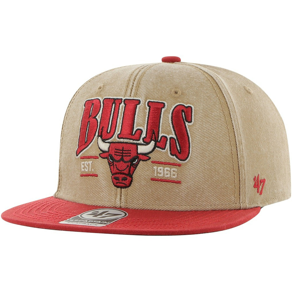 Chicago Bulls '47 Chilmark Captain Snapback Khaki/Red | 47 brand outlet