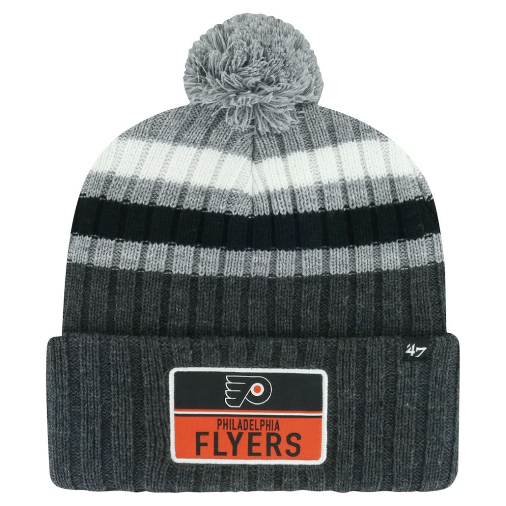 Philadelphia Flyers '47 Stack Patch Cuffed Knit Hat with Pom - Gray - NHL 200568090