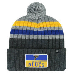 St. Louis Blues '47 Stack Patch Cuffed Knit Hat with Pom - Gray - NHL 200568094