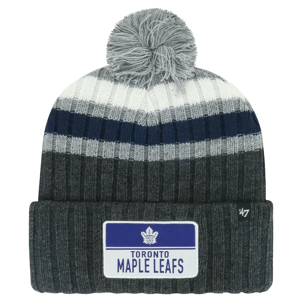Toronto Maple Leafs '47 Stack Patch Cuffed Knit Hat with Pom - Gray - NHL 200568095