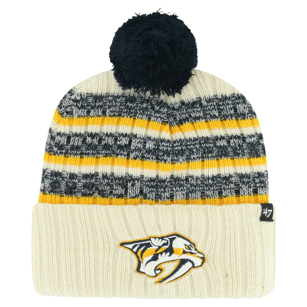 Nashville Predators '47 Tavern Cuffed Knit Hat with Pom - Cream - NHL 200568105