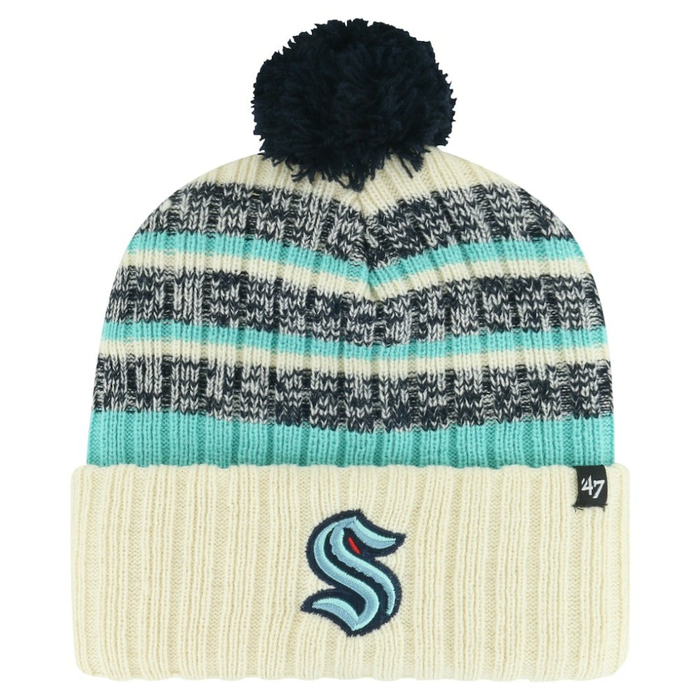 Seattle Kraken '47 Tavern Cuffed Knit Hat with Pom - Cream - NHL 200568112