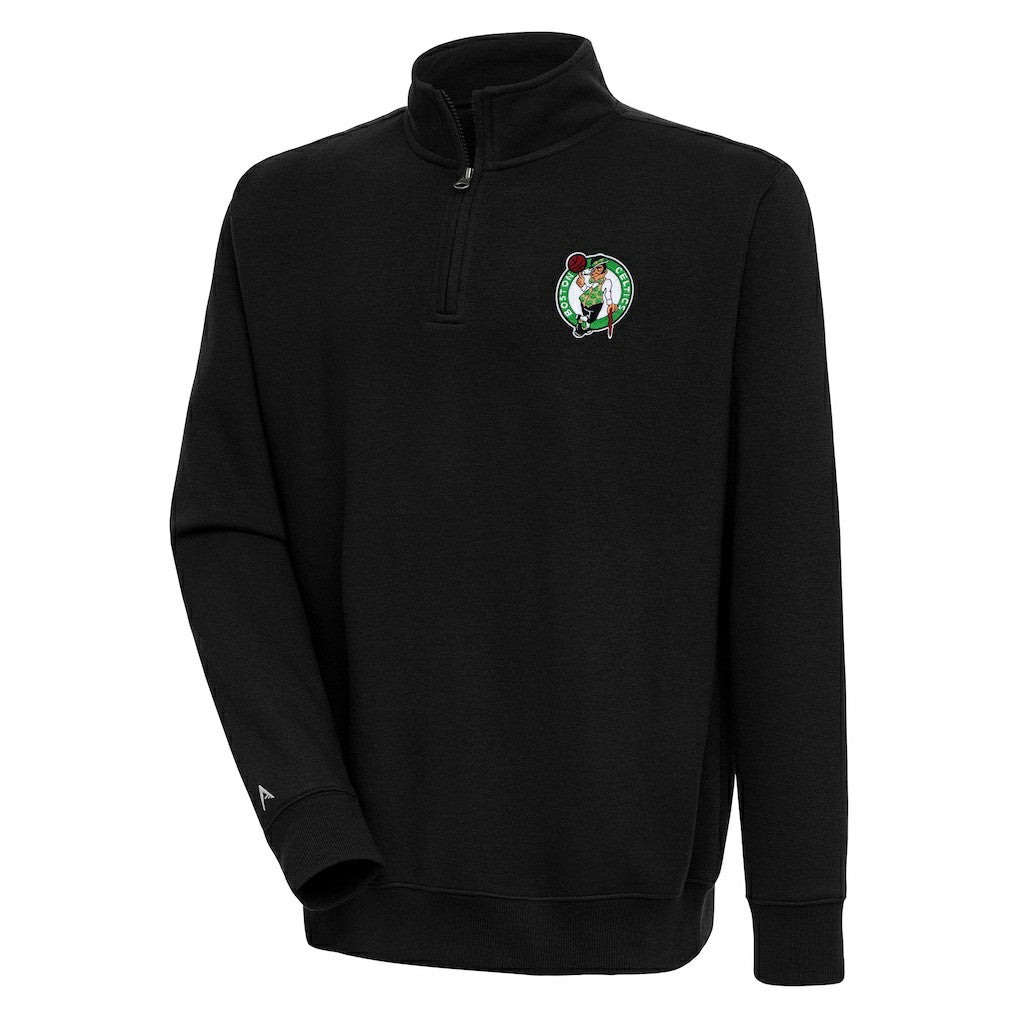 Boston Celtics Antigua Victory Quarter-Zip Pullover Top Black