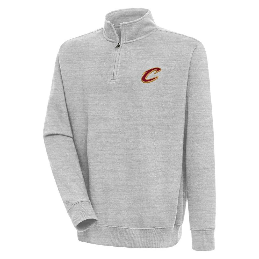 Cleveland Cavaliers Antigua Victory Quarter-Zip Pullover Top Heather Gray