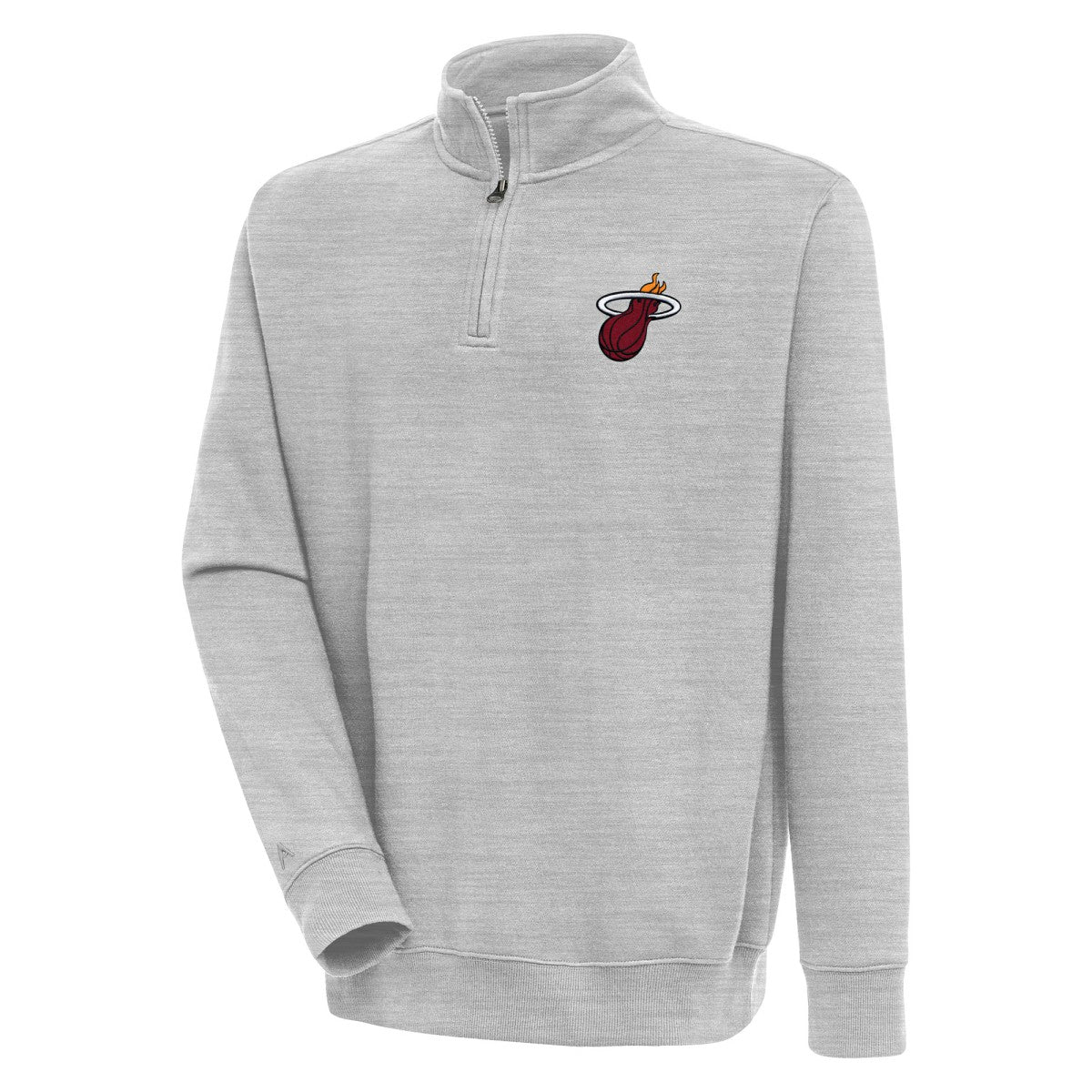 Miami Heat Antigua Victory Quarter-Zip Pullover Top Heather Gray