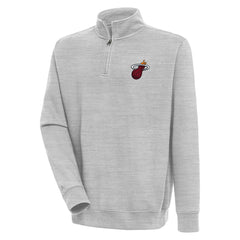 Miami Heat Antigua Victory Quarter-Zip Pullover Top Heather Gray