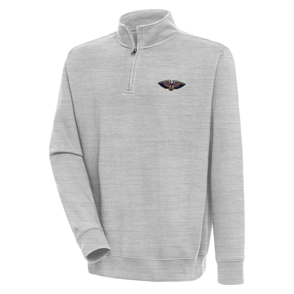 New Orleans Pelicans Antigua Victory Quarter-Zip Pullover Top Heather Gray