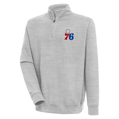 Philadelphia 76ers Antigua Victory Quarter-Zip Pullover Top Heather Gray