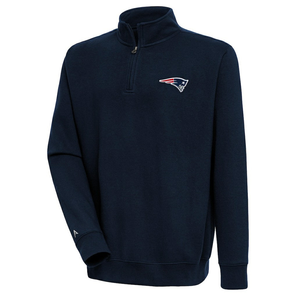 New England Patriots Antigua Victory Quarter-Zip Pullover Top Navy