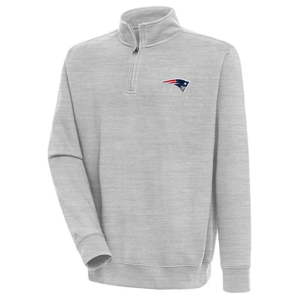New England Patriots Antigua Victory Quarter-Zip Pullover Top Heather Gray