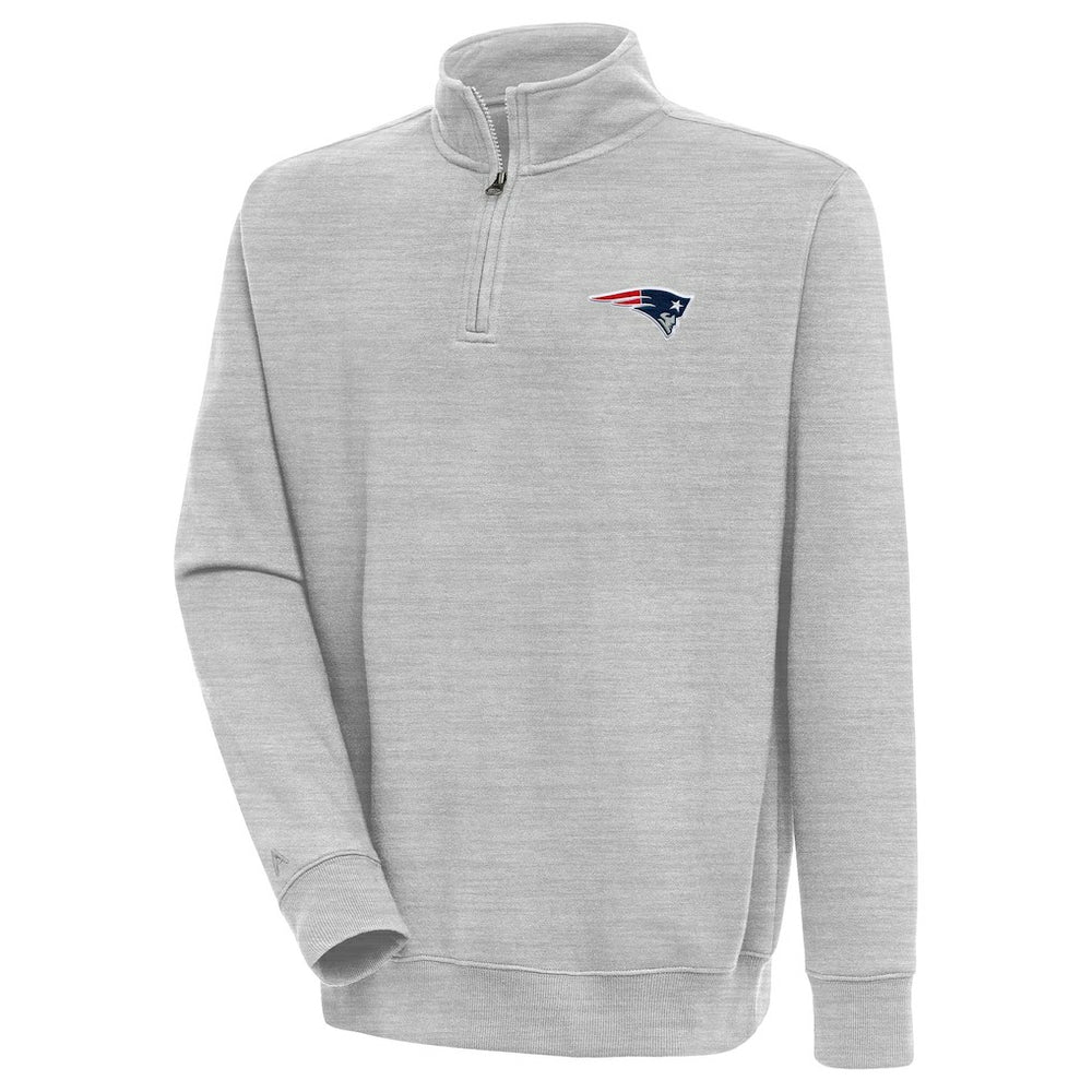 New England Patriots Antigua Victory Quarter-Zip Pullover Top Heather Gray