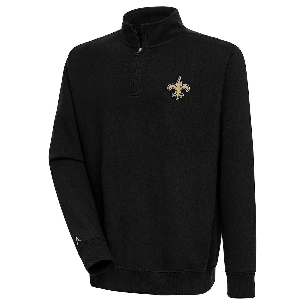 New Orleans Saints Antigua Victory Quarter-Zip Pullover Top Black