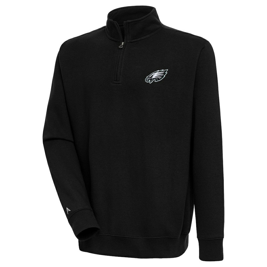Philadelphia Eagles Antigua Victory Quarter-Zip Pullover Top Black