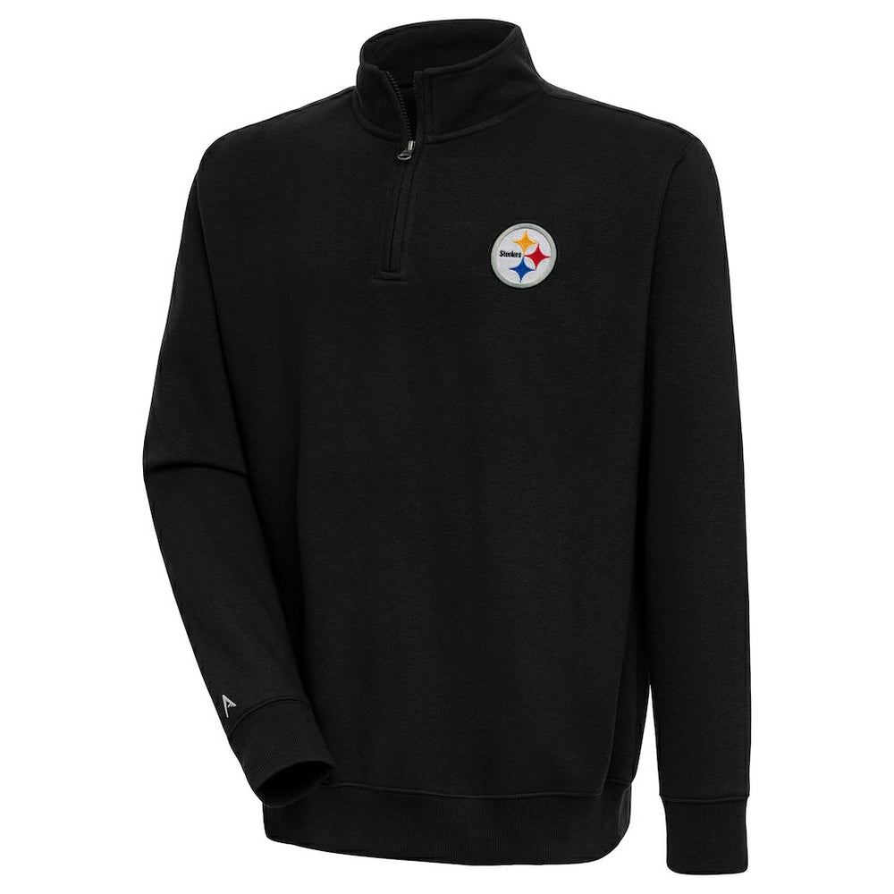 Pittsburgh Steelers Antigua Victory Quarter-Zip Pullover Top Black