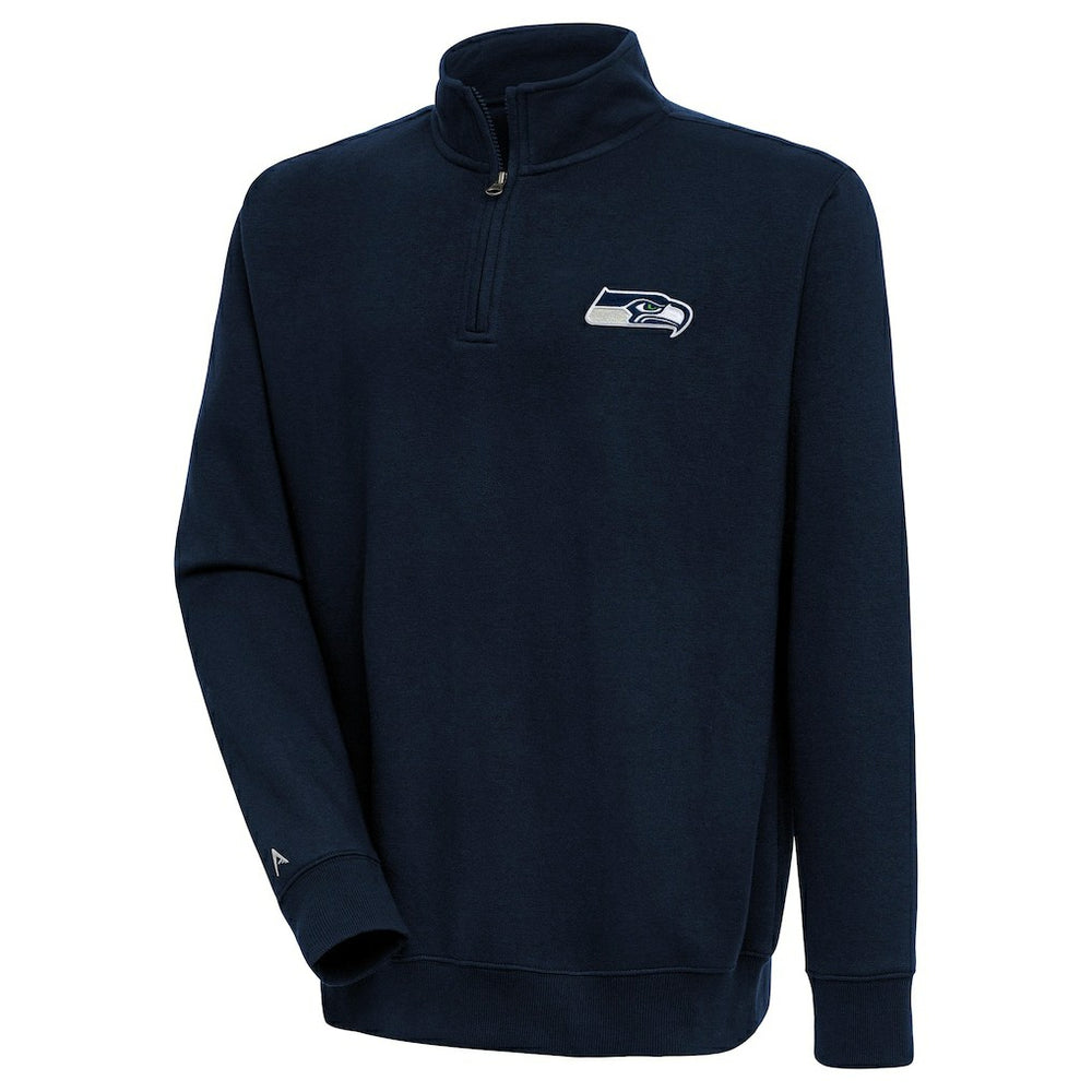 Seattle Seahawks Antigua Victory Quarter-Zip Pullover Top College Navy