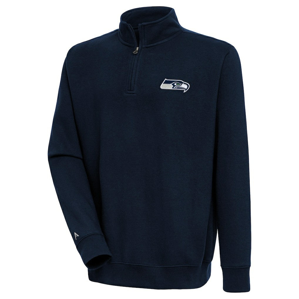 Seattle Seahawks Antigua Victory Quarter-Zip Pullover Top College Navy