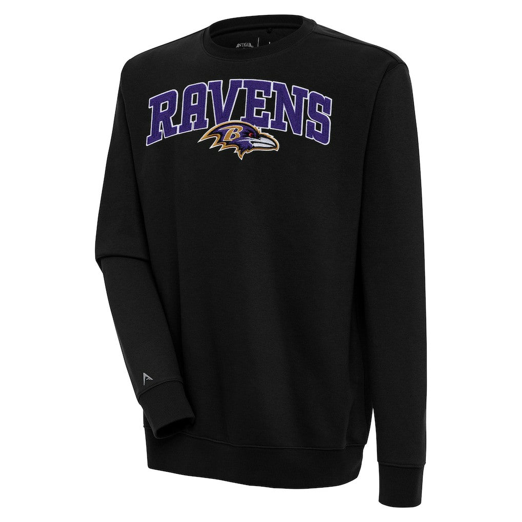 Baltimore Ravens Antigua Victory Chenille Pullover Sweatshirt Black