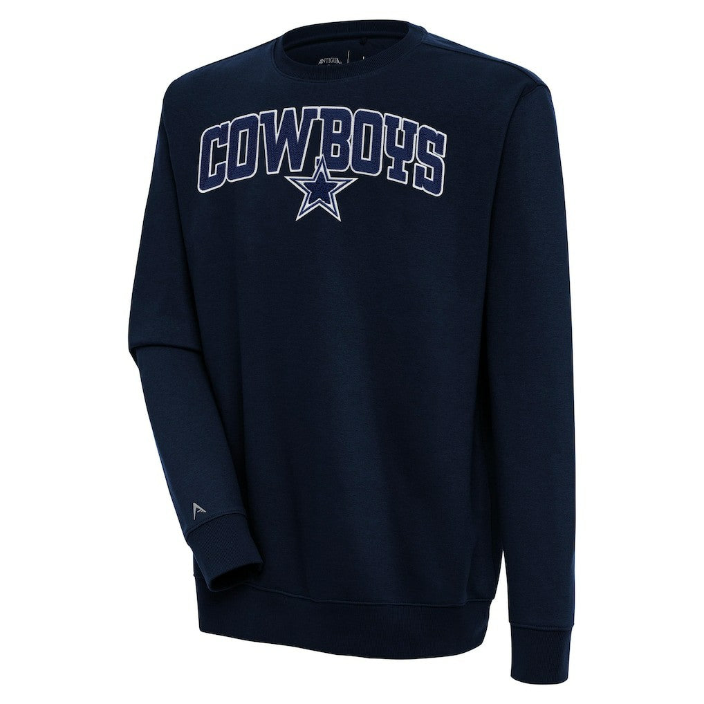 Dallas Cowboys Antigua Victory Chenille Pullover Sweatshirt Navy