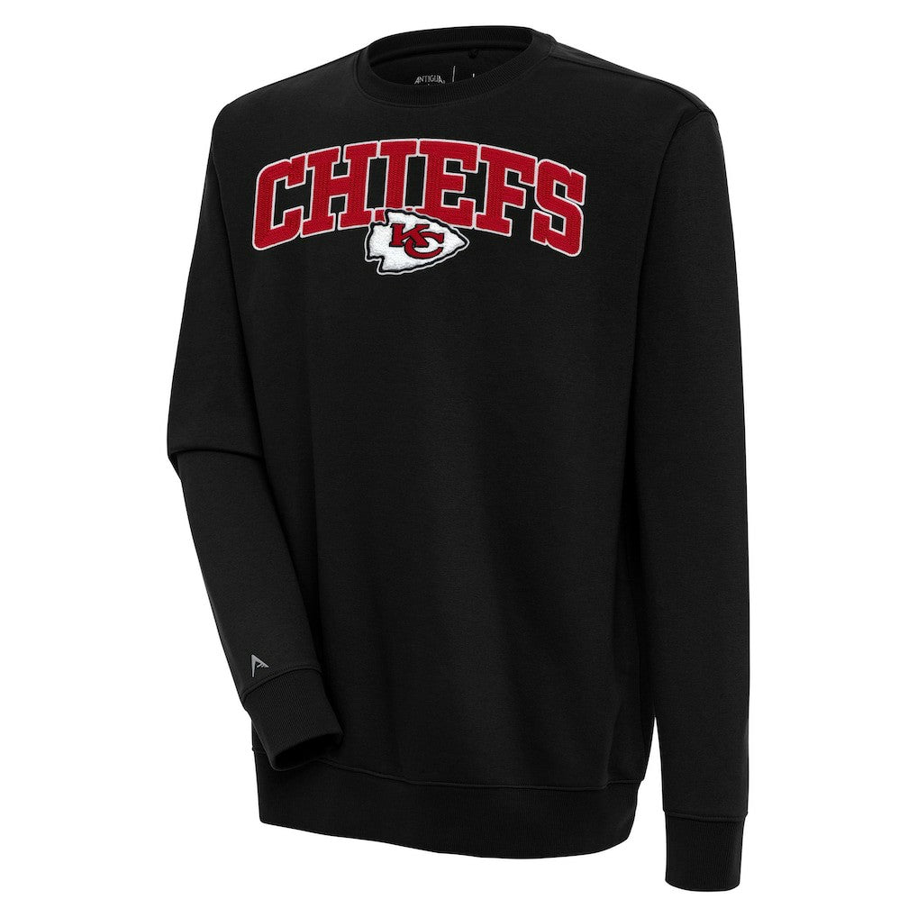 Kansas City Chiefs Antigua Victory Chenille Pullover Sweatshirt Black