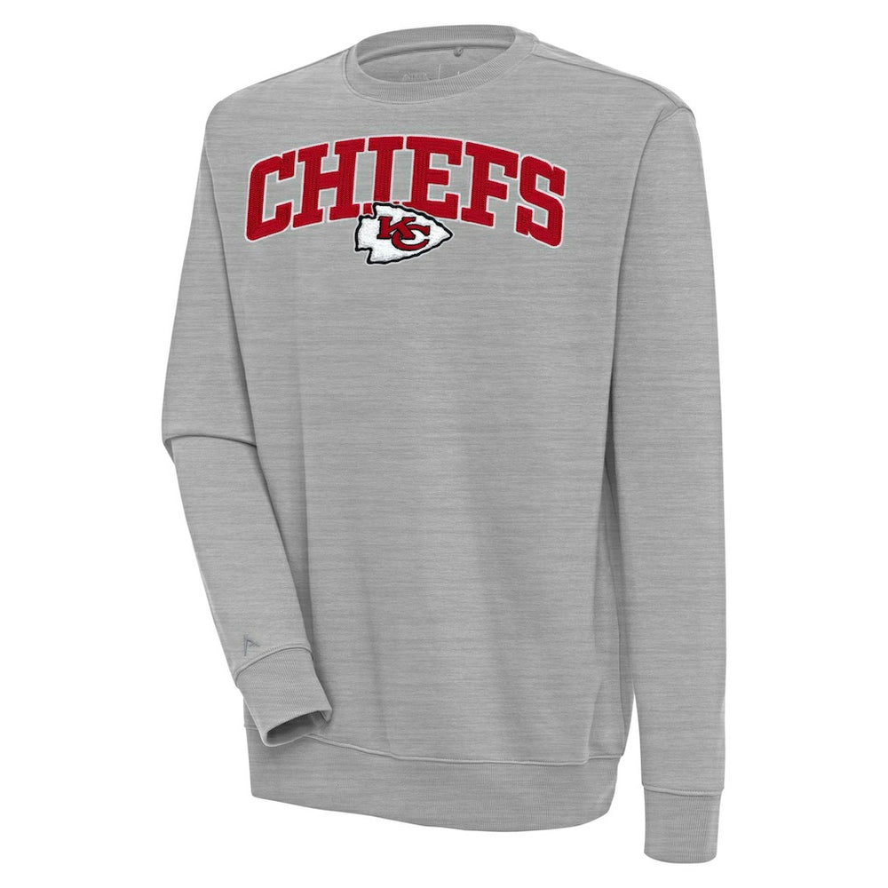 Kansas City Chiefs Antigua Victory Chenille Pullover Sweatshirt Heather Gray