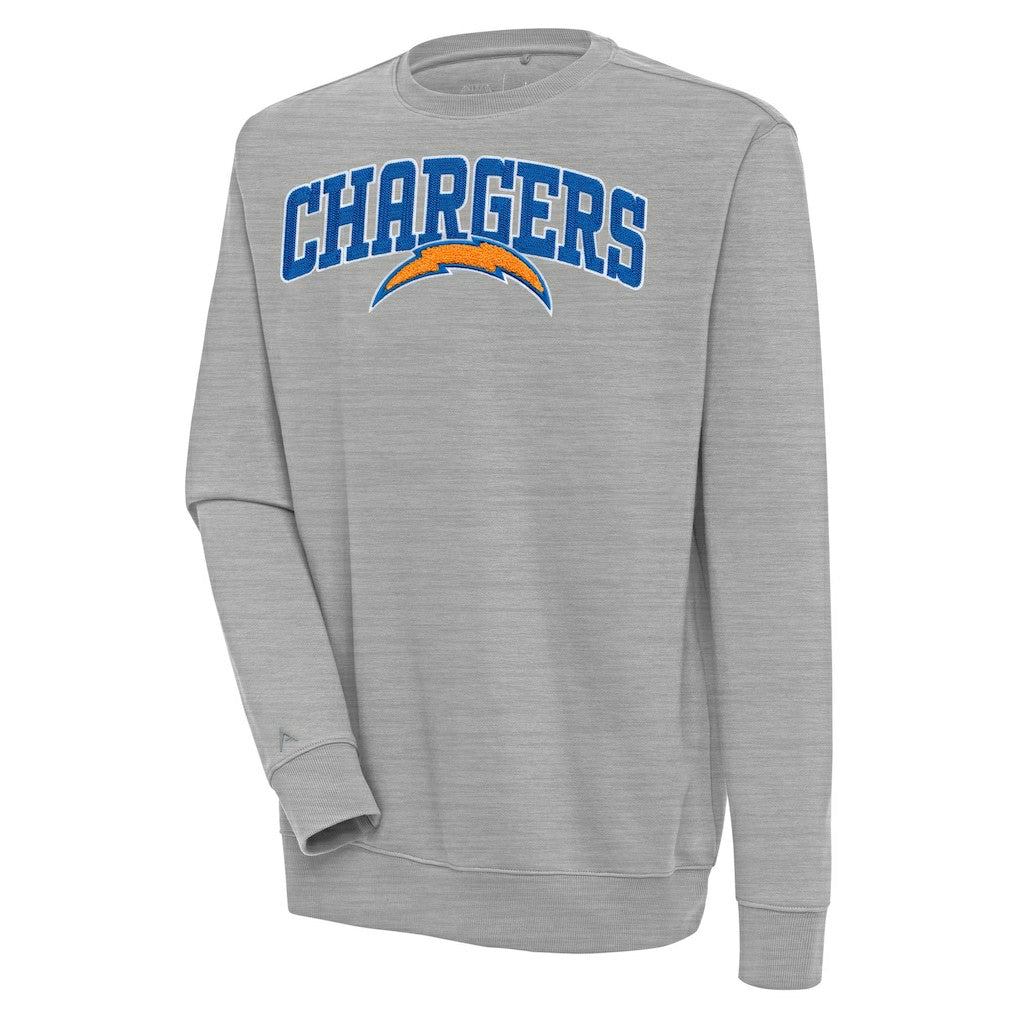 Los Angeles Chargers Antigua Victory Chenille Pullover Sweatshirt Heather Gray