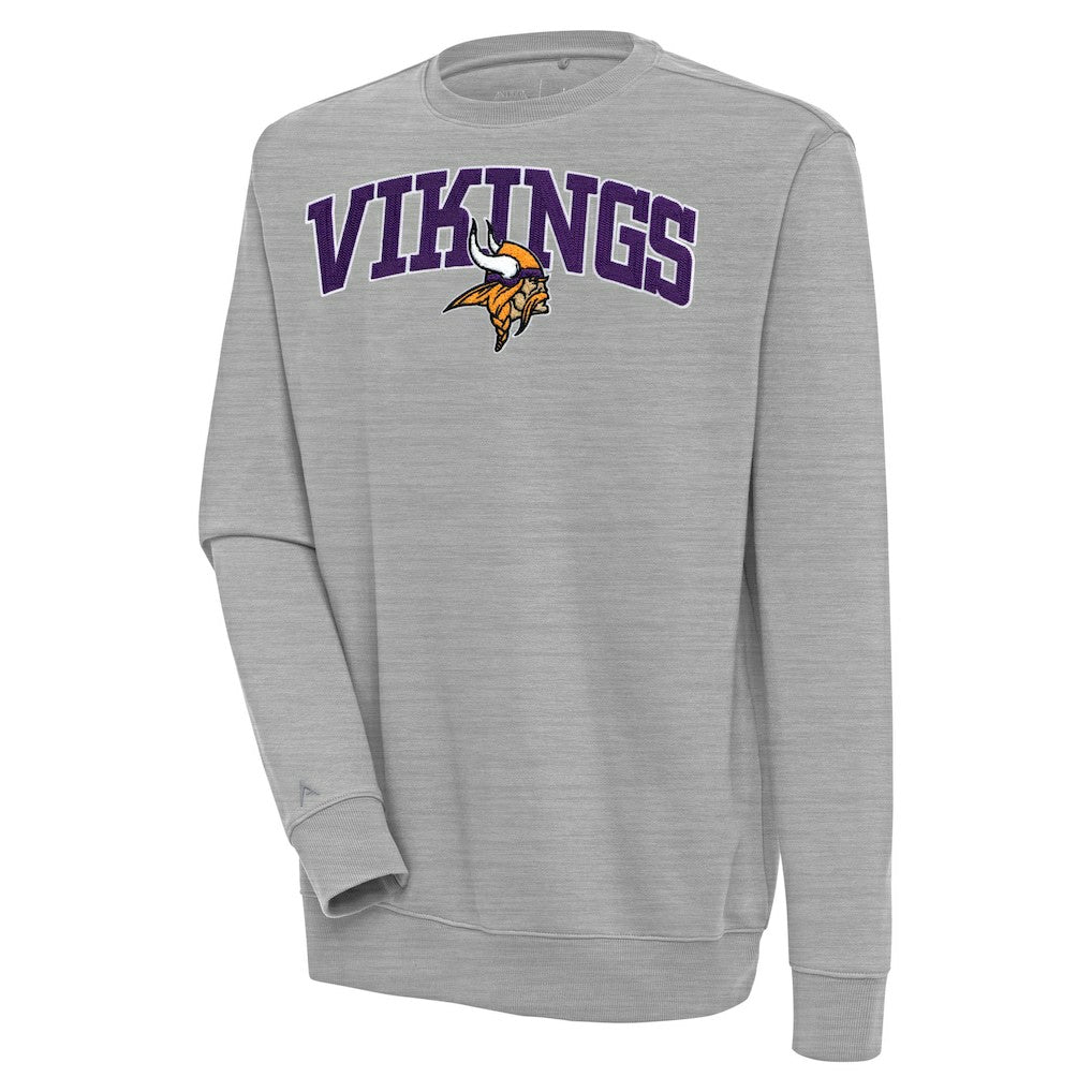 Minnesota Vikings Antigua Victory Chenille Pullover Sweatshirt Heather Gray